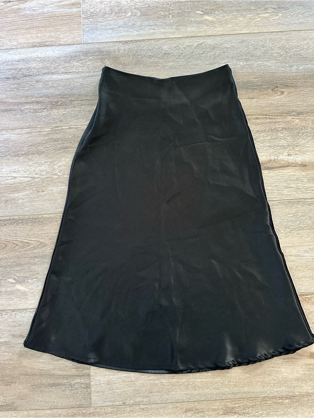 SHEIN Black A-Line Satin Midi Skirt